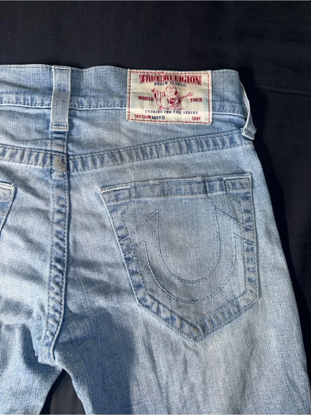 True Religion Light Blue Mens Slim Fit Biker Jeans